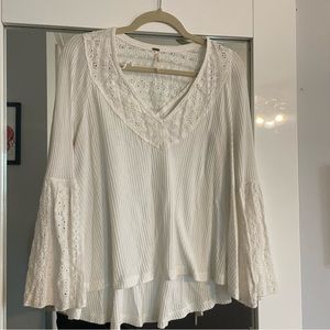 Free People Lace Top White Bell Sleeves